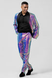 Sparkly Purple 2 Piece Sequined Men's Prom Suit