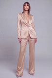 Fuchsia Satin Peak Lapel Women Suits with Long Sleeves