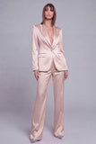 Grey Green Satin Single Button Peak Lapel 2 Piece Women Suit