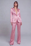 Grey Green Satin Single Button Peak Lapel 2 Piece Women Suit