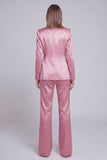 Grey Green Satin Single Button Peak Lapel 2 Piece Women Suit