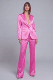Fuchsia Satin Peak Lapel Women Suits with Long Sleeves