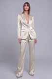 Fuchsia Satin Peak Lapel Women Suits with Long Sleeves