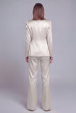 Fuchsia Satin Peak Lapel Women Suits with Long Sleeves