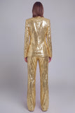 Golden Sparkly Sequined 2 Piece Women Party Suits