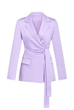 Lilac Satin Notched Lapel Women's Blazer