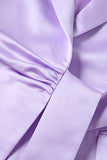 Lilac Satin Notched Lapel Women's Blazer