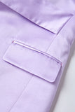 Lilac Satin Notched Lapel Women's Blazer