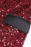 Burgundy Sequined Bodycon Maxi Women's Blazer