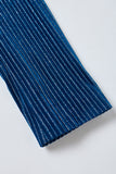 Ink Blue Notched Lapel Striped 2 Piece Women Prom Suits
