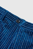 Ink Blue Notched Lapel Striped 2 Piece Women Prom Suits