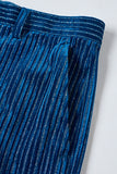 Ink Blue Notched Lapel Striped 2 Piece Women Prom Suits