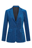 Ink Blue Notched Lapel Striped 2 Piece Women Prom Suits