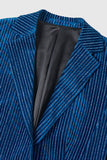 Ink Blue Notched Lapel Striped 2 Piece Women Prom Suits