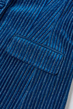 Ink Blue Notched Lapel Striped 2 Piece Women Prom Suits