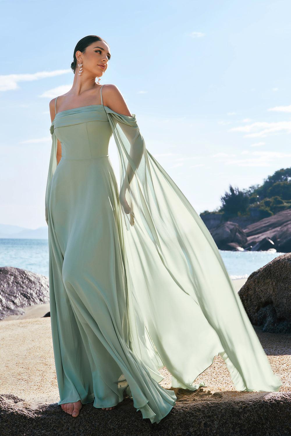 dresses pastel green Mint Floral Applique Corset Tulle Midi Dress Custom Color / Tea Length / US2 Perfect for prom and garden events. Light Olive Green Pastel Green