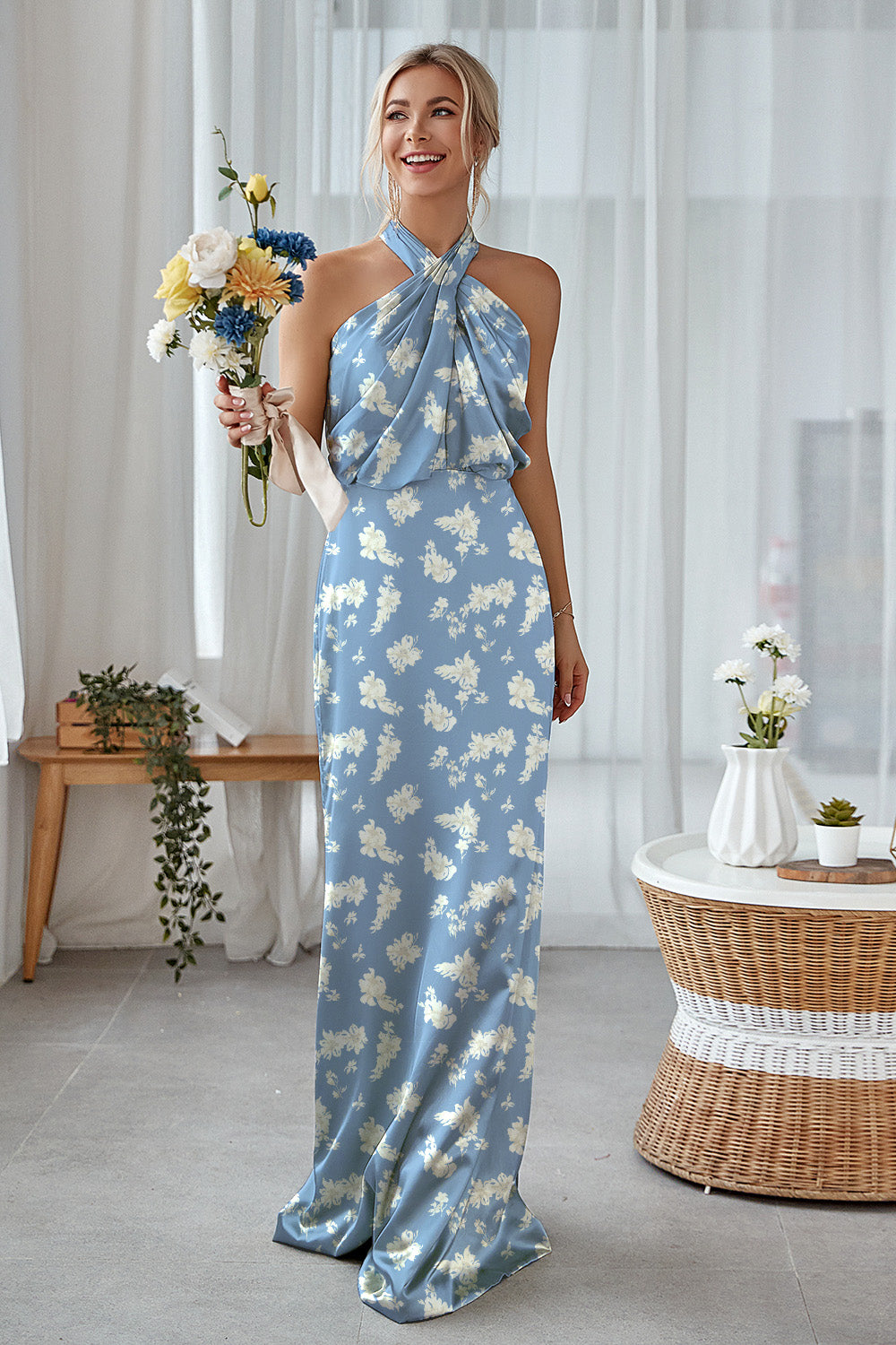 halter dress uk Cross Halter Neck Maxi Dress Odd Muse