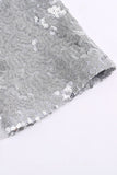 Silver Notched Lapel Sequined Women's Party Blazer