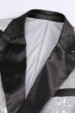 Silver Notched Lapel Sequined Women's Party Blazer