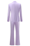 Purple Double Breasted Fitted 2 Piece Women's Suits