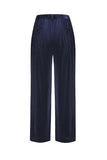 Navy Velvet Shawl Lapel Rhinestone Women's Suits with Belt