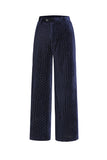 Navy Velvet Shawl Lapel Rhinestone Women's Suits with Belt