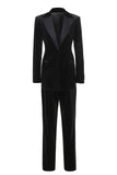 Black 2 Piece Slim Fitted Women Suits with Rhinestones