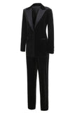 Black 2 Piece Slim Fitted Women Suits with Rhinestones