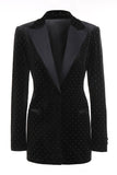 Black 2 Piece Slim Fitted Women Suits with Rhinestones
