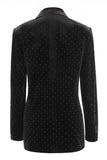Black 2 Piece Slim Fitted Women Suits with Rhinestones