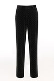 Black 2 Piece Slim Fitted Women Suits with Rhinestones
