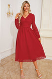Black A Line V-Neck Long Sleeves Mother Dress
