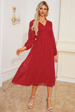 Black A Line V-Neck Long Sleeves Mother Dress