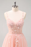 Green Spaghetti Straps Applique A-Line Prom Dress with Sequins