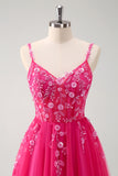 Green Spaghetti Straps Applique A-Line Prom Dress with Sequins