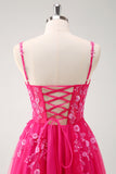 Green Spaghetti Straps Applique A-Line Prom Dress with Sequins