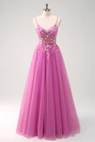 Green Spaghetti Straps Applique A-Line Prom Dress with Sequins