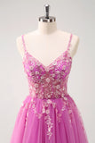 Green Spaghetti Straps Applique A-Line Prom Dress with Sequins