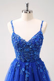 Green Spaghetti Straps Applique A-Line Prom Dress with Sequins
