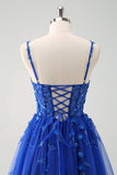 Green Spaghetti Straps Applique A-Line Prom Dress with Sequins