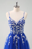 Green Spaghetti Straps Applique A-Line Prom Dress with Sequins