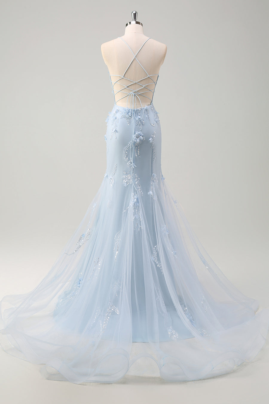 strapless open back dress Luxurious Silver Strapless Prom Dress, Slimming Mermaid Silhouette Evening  Gown main image 1