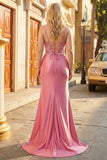 Sparkly Coral Mermaid Plus Size Corset Spaghetti Straps Prom Dress with Sequin