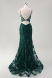 Royal Blue Corset Sequined Applique Mermaid Prom Dress