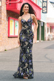 Sparkly Pink Mermaid Floral Sequin Maxi Prom Dress