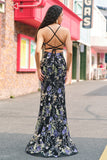 Sparkly Pink Mermaid Floral Sequin Maxi Prom Dress