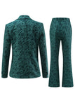 Dark Green 3D Flowers 2 Piece Women's Formal Suits with Belt