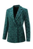 Dark Green 3D Flowers 2 Piece Women's Formal Suits with Belt