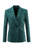 Dark Green 3D Flowers 2 Piece Women's Formal Suits with Belt