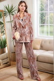 Sparkly Dusty Rose Velvet Notched Lapel Sequins 2 Piece Suits